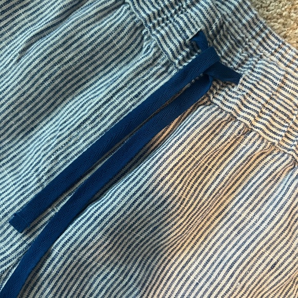 Talbots Blue and White Striped Wide Leg Pants 100% Linen NWT LP Large Petite - Picture 2 of 5